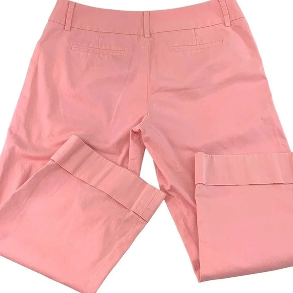 Halogen Cropped Straight Leg Trouser Pants Women Size 8 Pink Peach Fold Cuff Hem - Picture 2 of 13